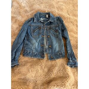 CJ Blue Womens Denim Jacket Medium Wash Cotton Zipper Pockets Blue PS